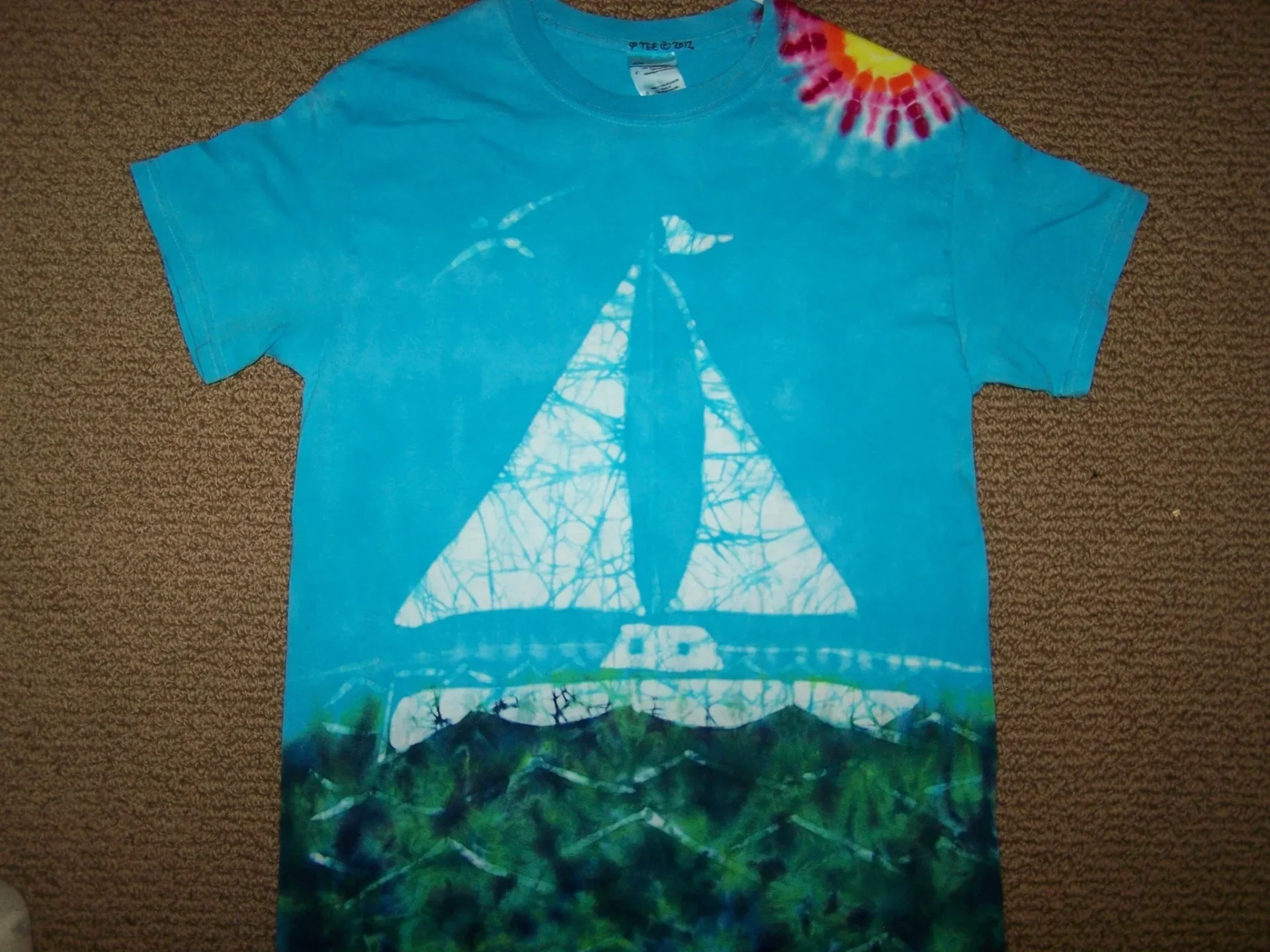 closeup shot of the Sailboat Print T shirt