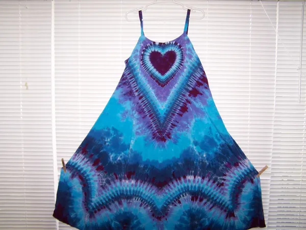 Heart Super Vee Purple Blue Gradient Long Dress